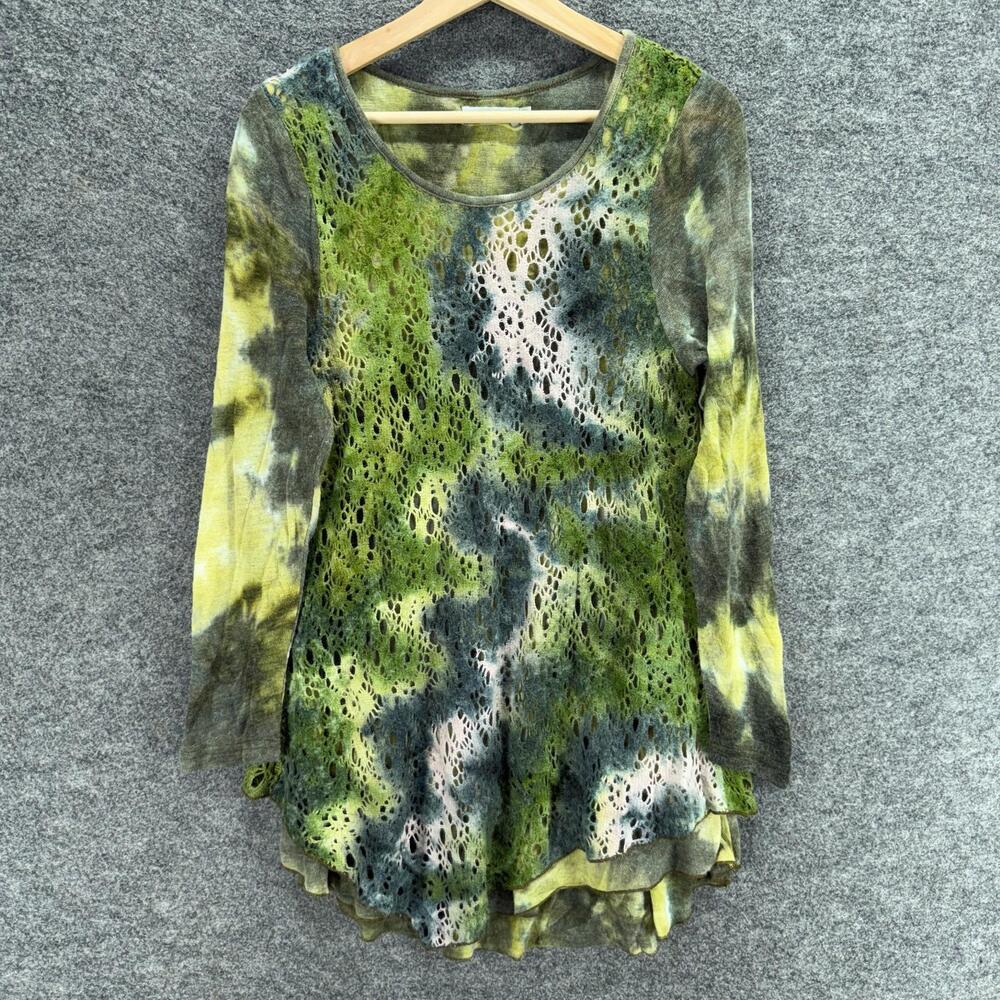 Adore Sweater Pullover Women S Small Green Colorblock Knit Long Sleeve Acrylic